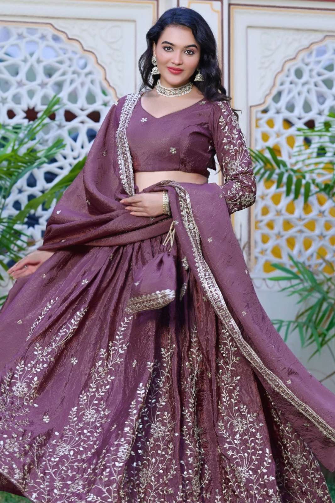 SHRI BALAJI PC 1024 ONION PINK READY TO WEAR ZARI WORK WEDDING WEAR LEHENGA