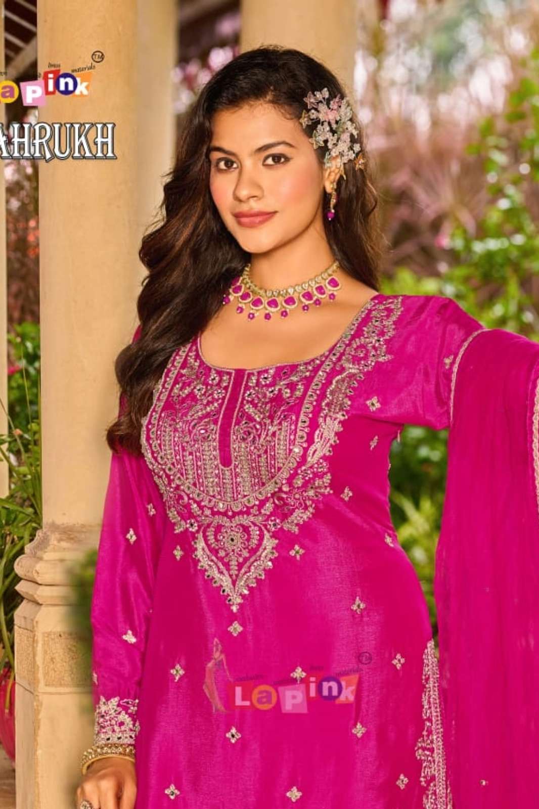 SHRI BALAJI PRESENTS 20129 CHINON FABRIC STONE EMBROIDERED SHARARA SUIT 