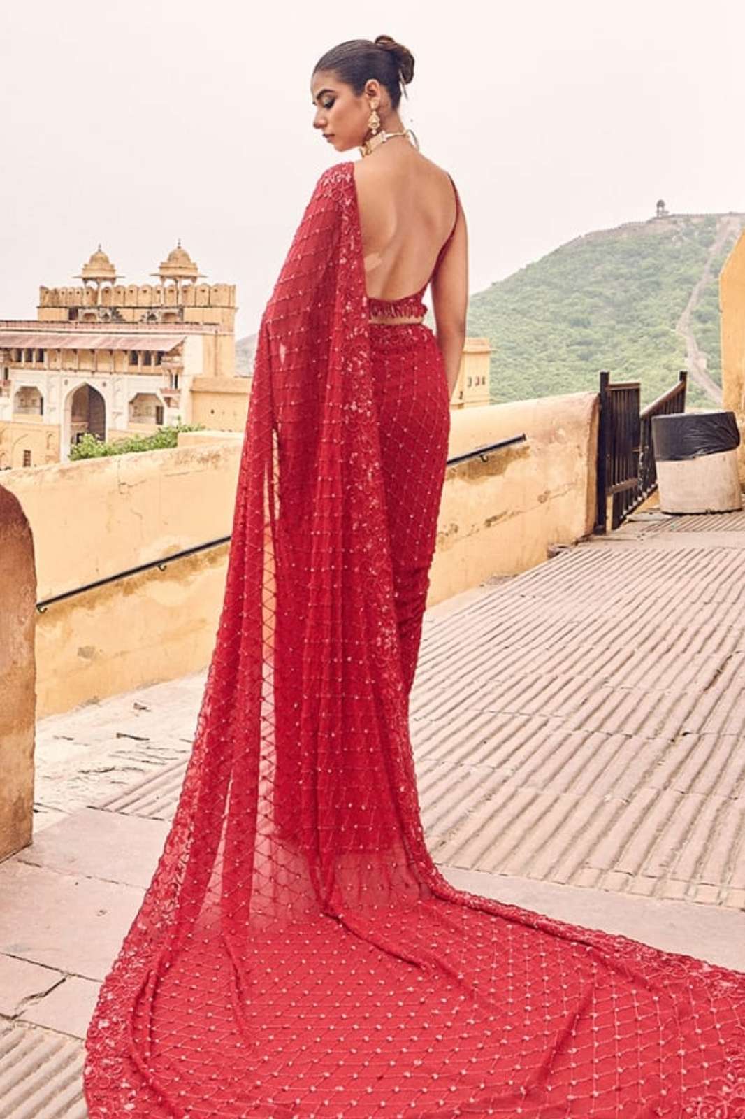 SHRI BALAJI PRESENTS 3467 FAUX GEORGETTE SAREE WITH EMBROIDERED THREAD AND SEQUENCE WORK