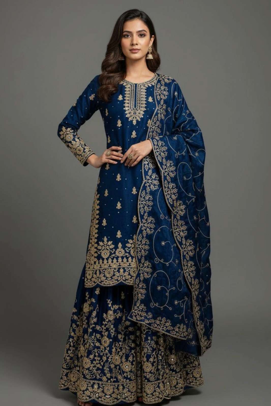 SHRI BALAJI PRESENTS 5319 READY TO WEAR HEAVY EMBROIDERED SEQUENCE WORK PAKISTANI STYLE SILK SUIT 