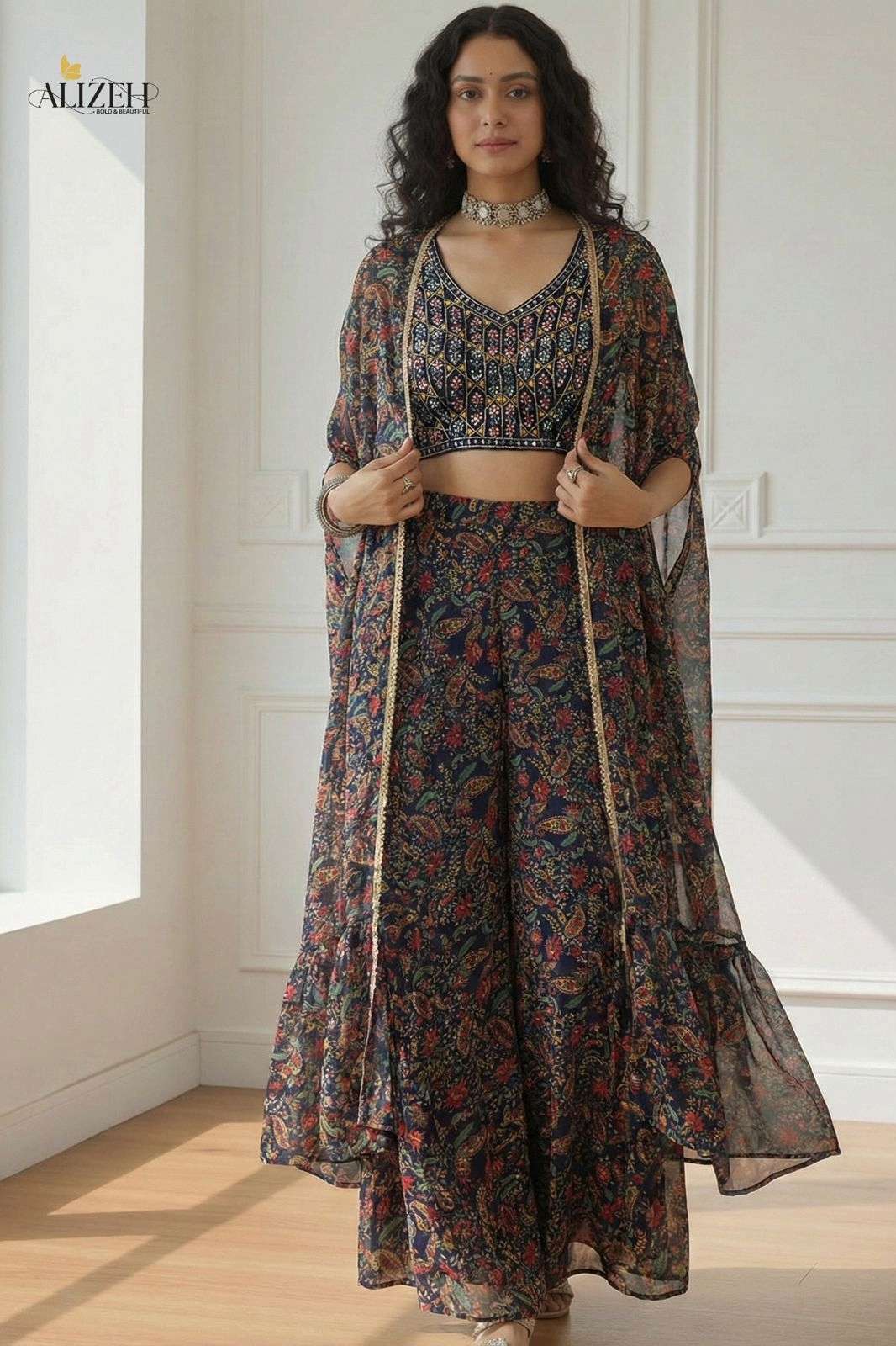 Shri Balaji presents ALIZEH Series 7062 to 7065 Sharara style georgette suit 