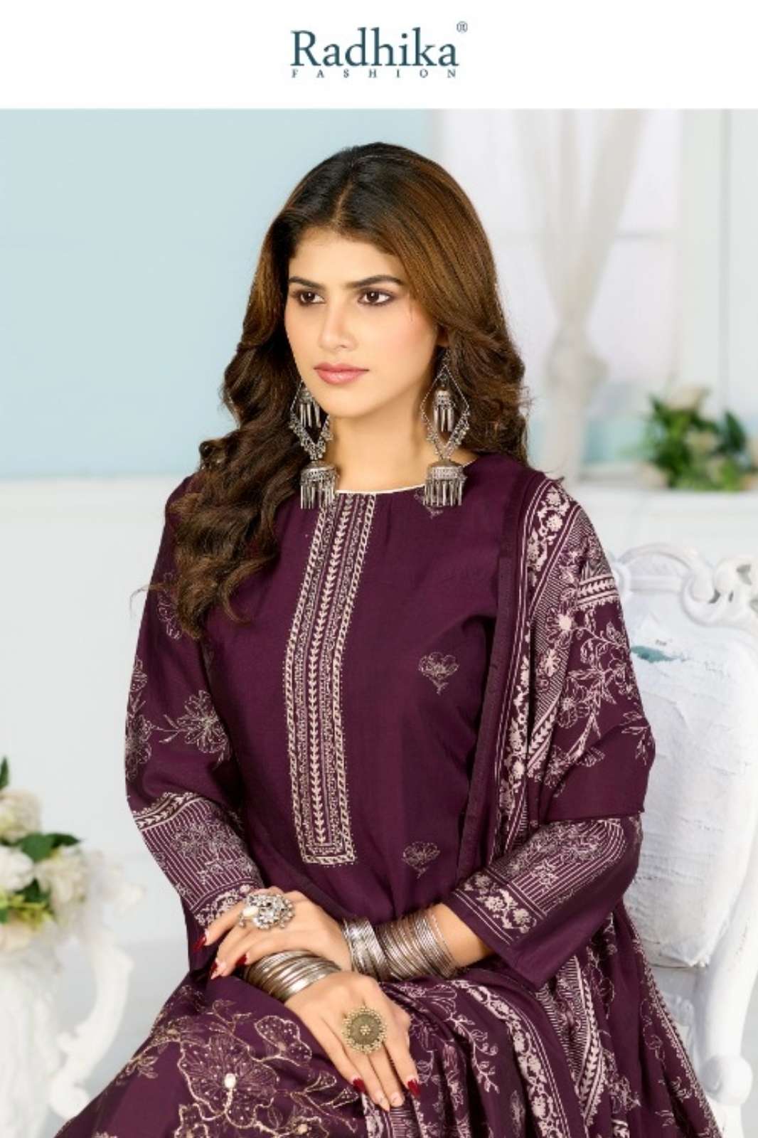 SHRI BALAJI PRESENTS AZARA BEAUTY SILK 7 FOIL PRINTED MUSLIN SUIT 