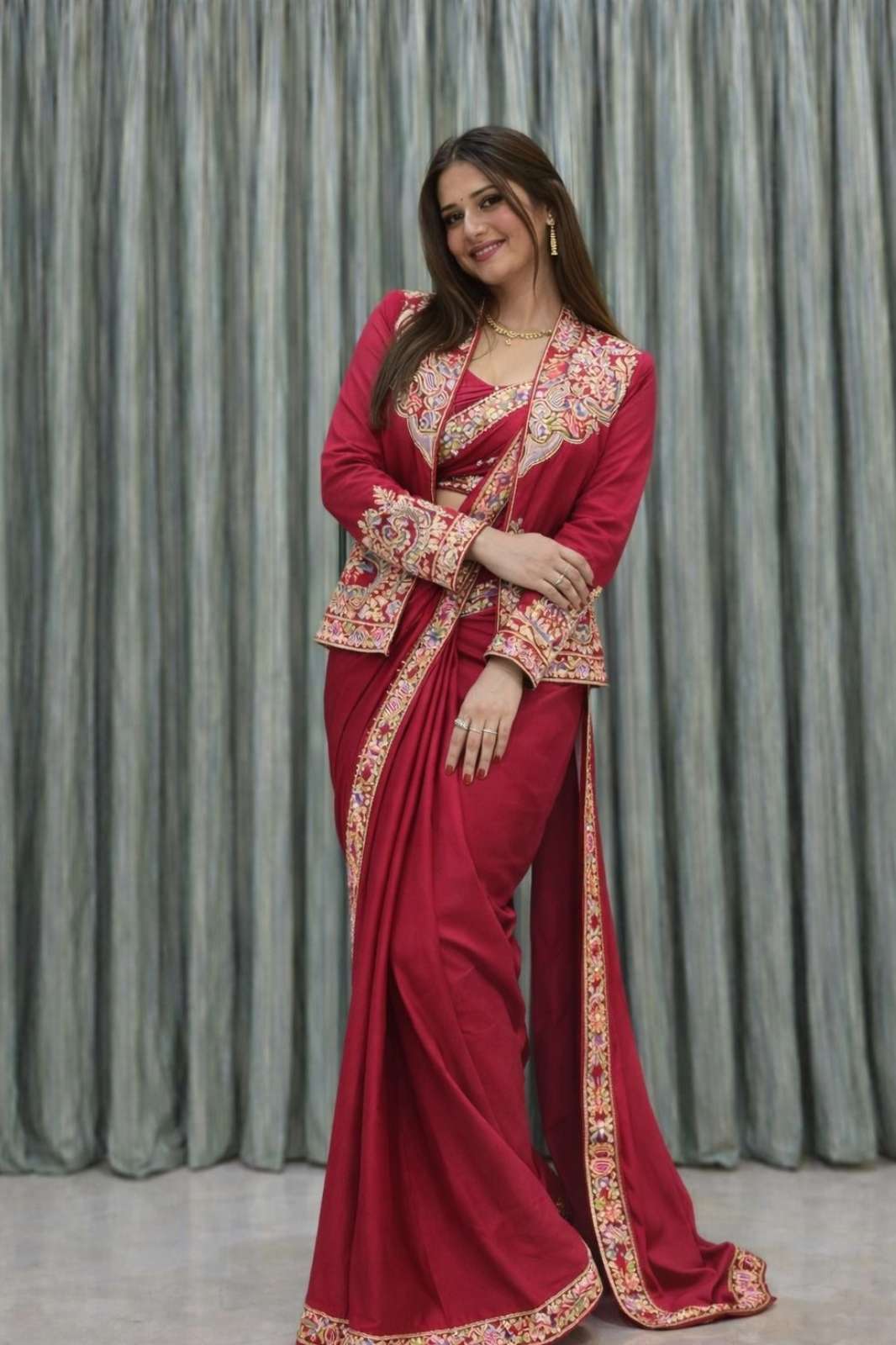 SHRI BALAJI PRESENTS BB 60 HEAVY SEQUENCE CODDING AND EMBROIDERED CREPE SILK INDO WESTERN SAREE COLLECTION FOR WHOLESELLER