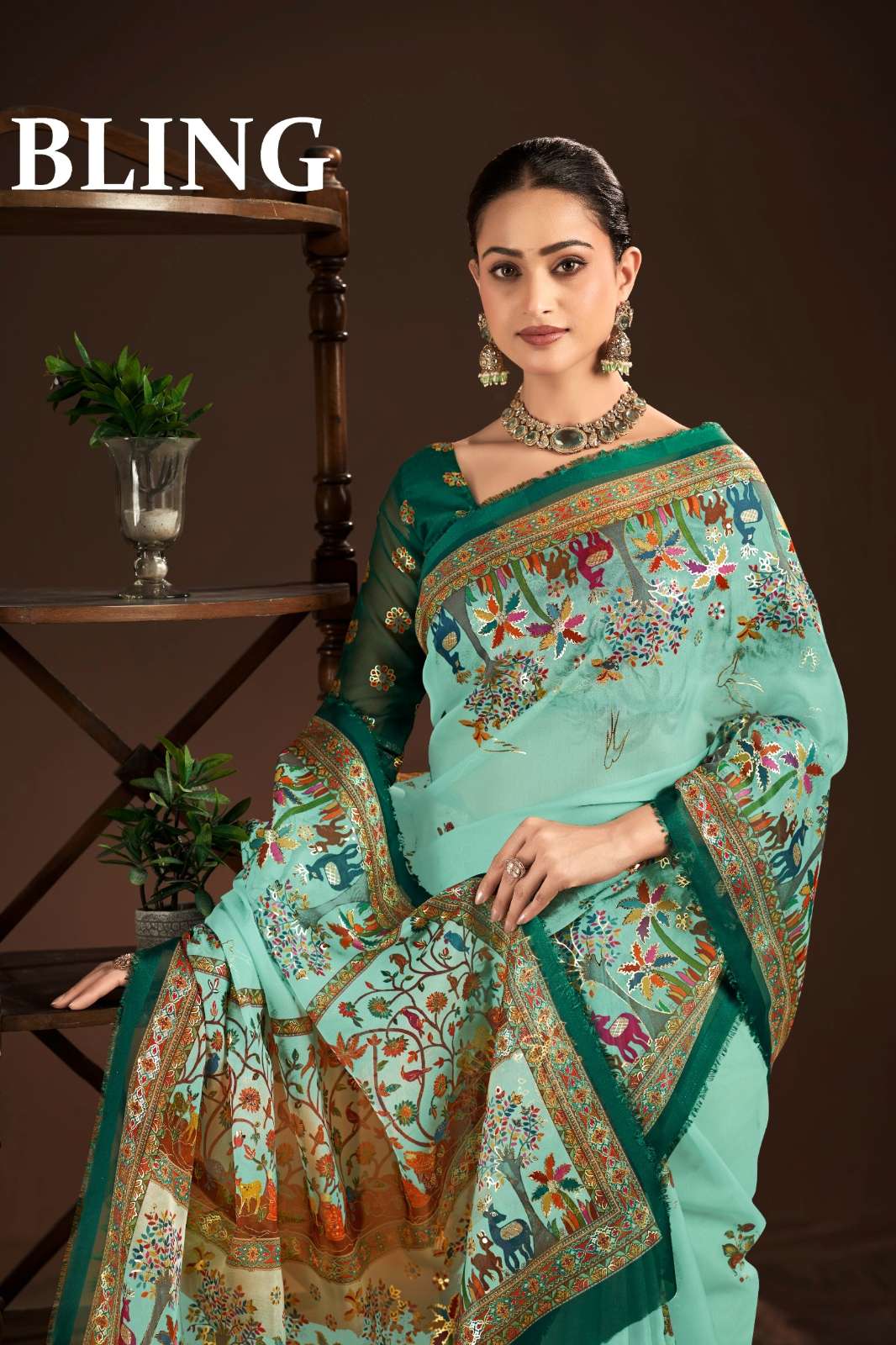 SHRI BALAJI PRESENTS BLING PREMIUM QUALITY CREPE SILK FOIL PRINTED SAREE FOR WHOLESELLER