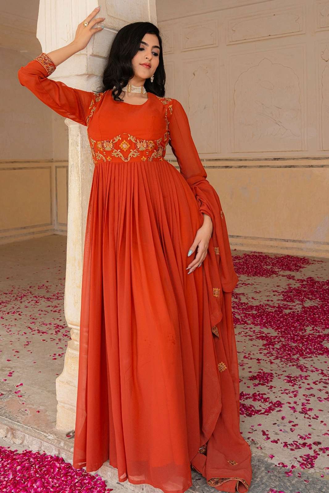 SHRI BALAJI PRESENTS DRS 144 BEAUTIFUL SEQUENCE AND THREAD WORK GEORGETTE ANAKALI SUIT 