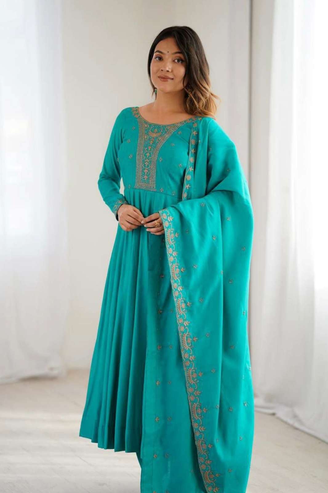 Shri Balaji presents DV 25310 Anarkali suit with hand bead work for Wholeseller