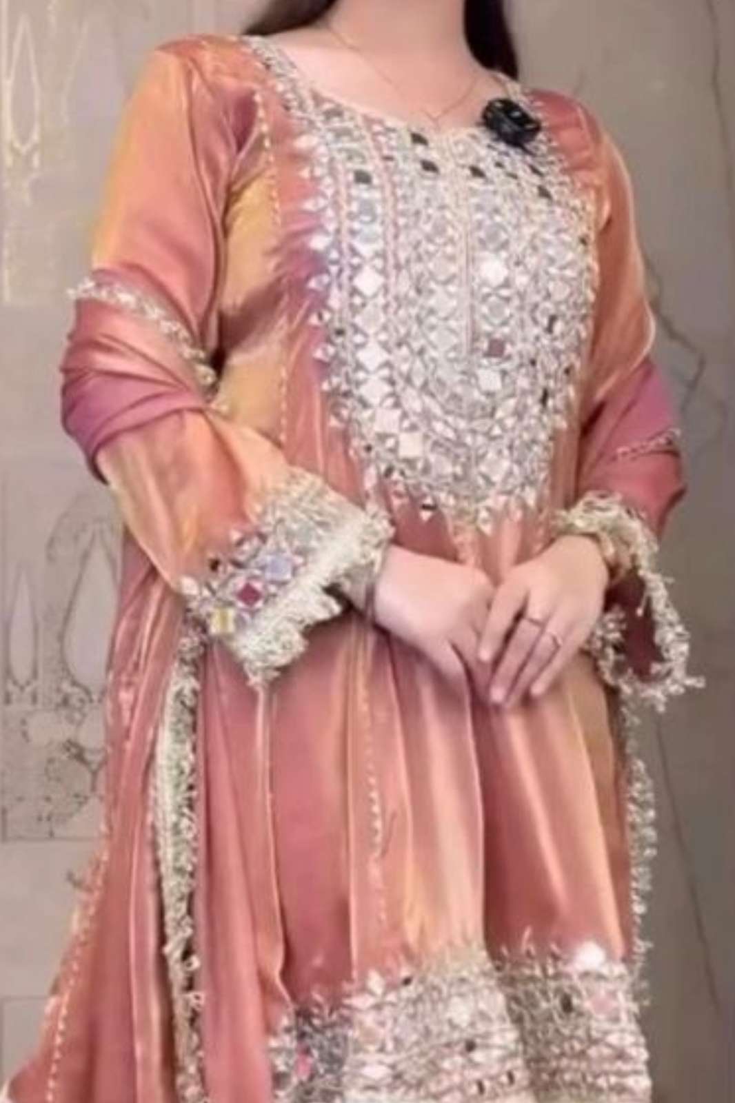 SHRI BALAJI PRESENTS DV 25342 READY TO WEAR EMBROIDERED FENDI SILK DESIGNER SUIT 