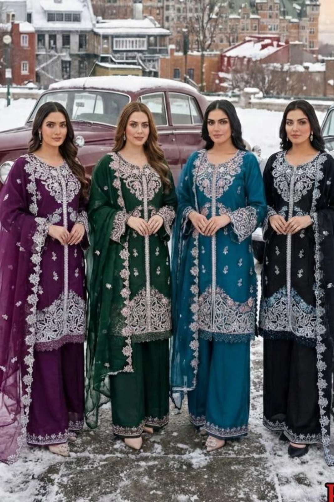 SHRI BALAJI PRESENTS HF 384 READY TO WEAR EMBROIDERED ORGANZA PAKISTANI SUIT FOR WHOLESELLER