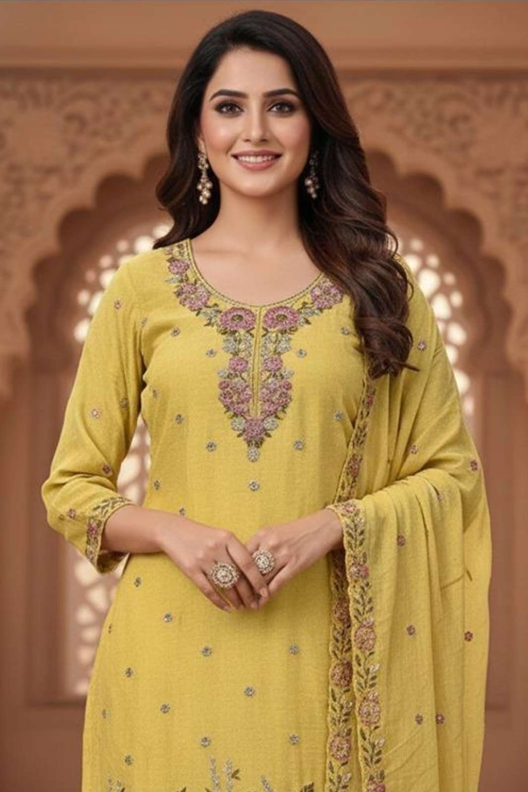 SHRI BALAJI PRESENTS HF 488 A READY TO WEAR HEAVY WORK CHIFFON PAKISTANI SUIT FOR WHOLESELLER