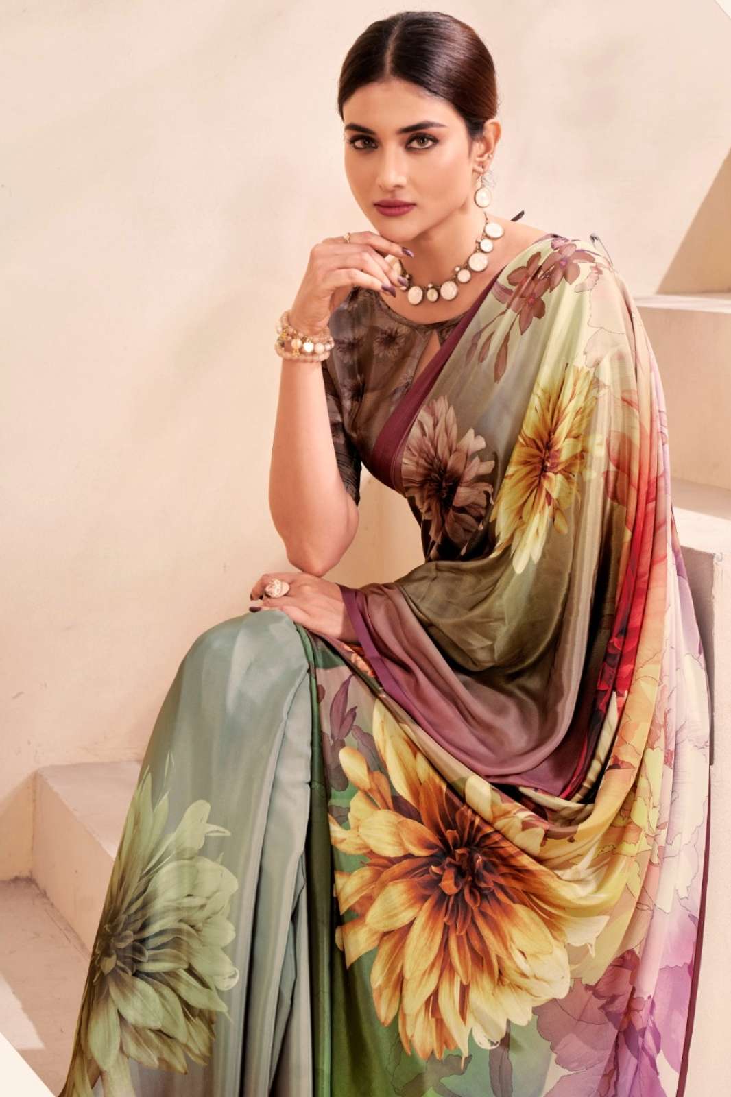 SHRI BALAJI PRESENTS JIVORA HIGHLIGHT DIGITALLY PRINTED CREPE SILK SAREE COLLECTION FOR RESELLERS