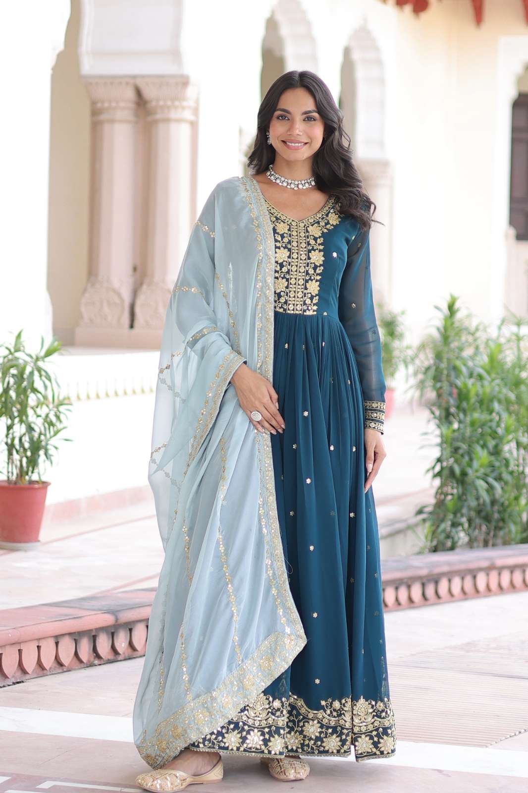 SHRI BALAJI PRESENTS KA 1217 HEAVY EMBROIDERED FAUX GEORGETTE ANARKALI SUIT FOR WEDDING TO PARTY WEAR