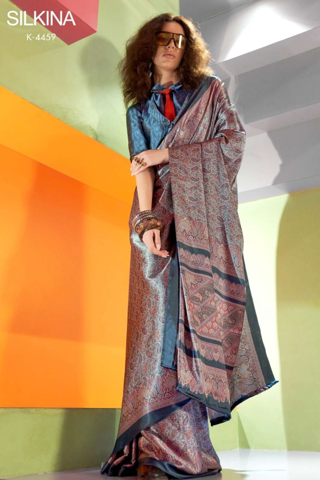 Shri Balaji Presents Kreshva Silkina beautiful Satin Printed Saree for Wholeseller