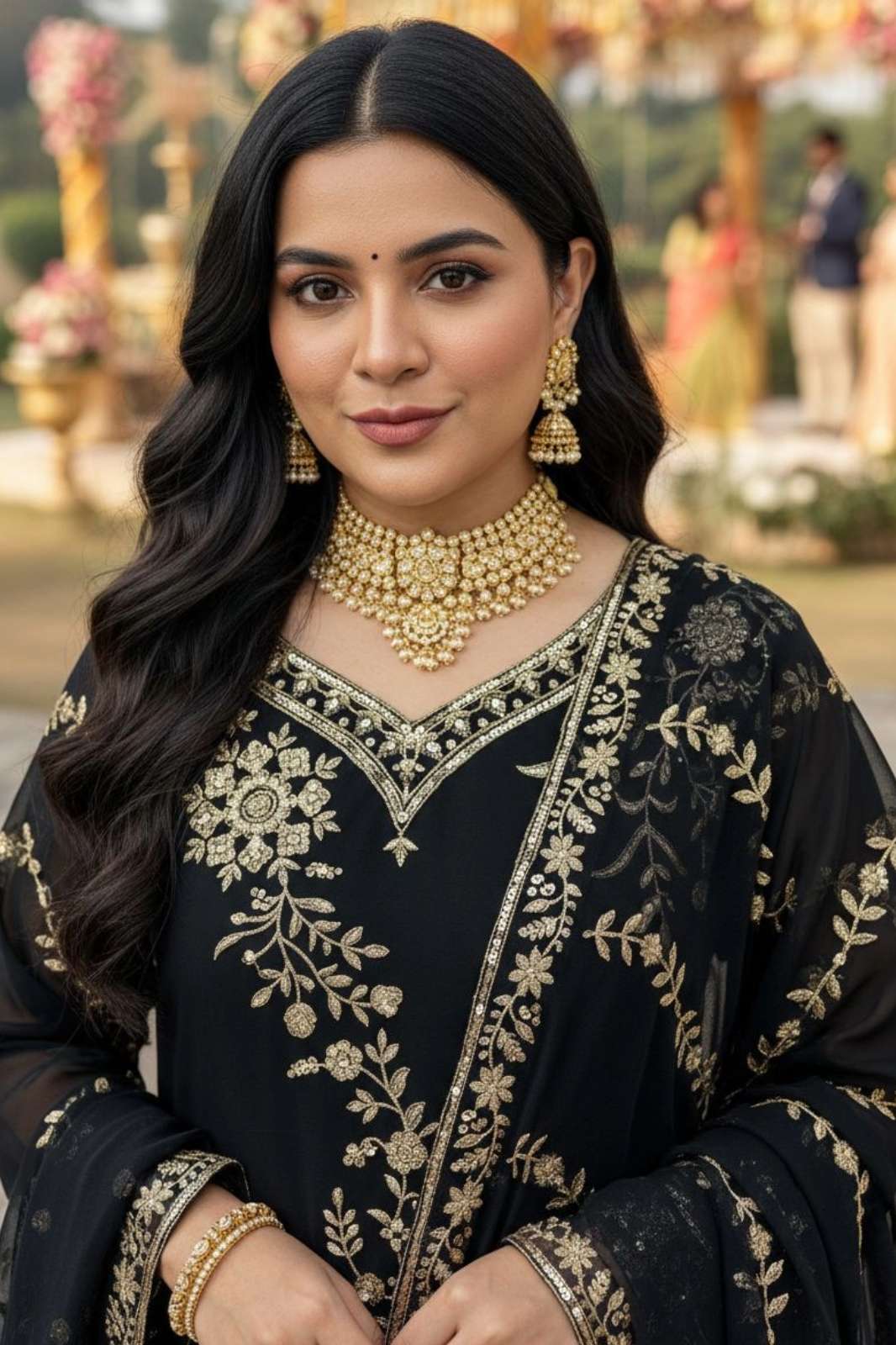 SHRI BALAJI PRESENTS LC 1451 ZARI SEQUENCE HAND EMBROIDERED MOTI AND LATKAN WORK FAUX GEORGETTE READY TO WEAR SUIT 