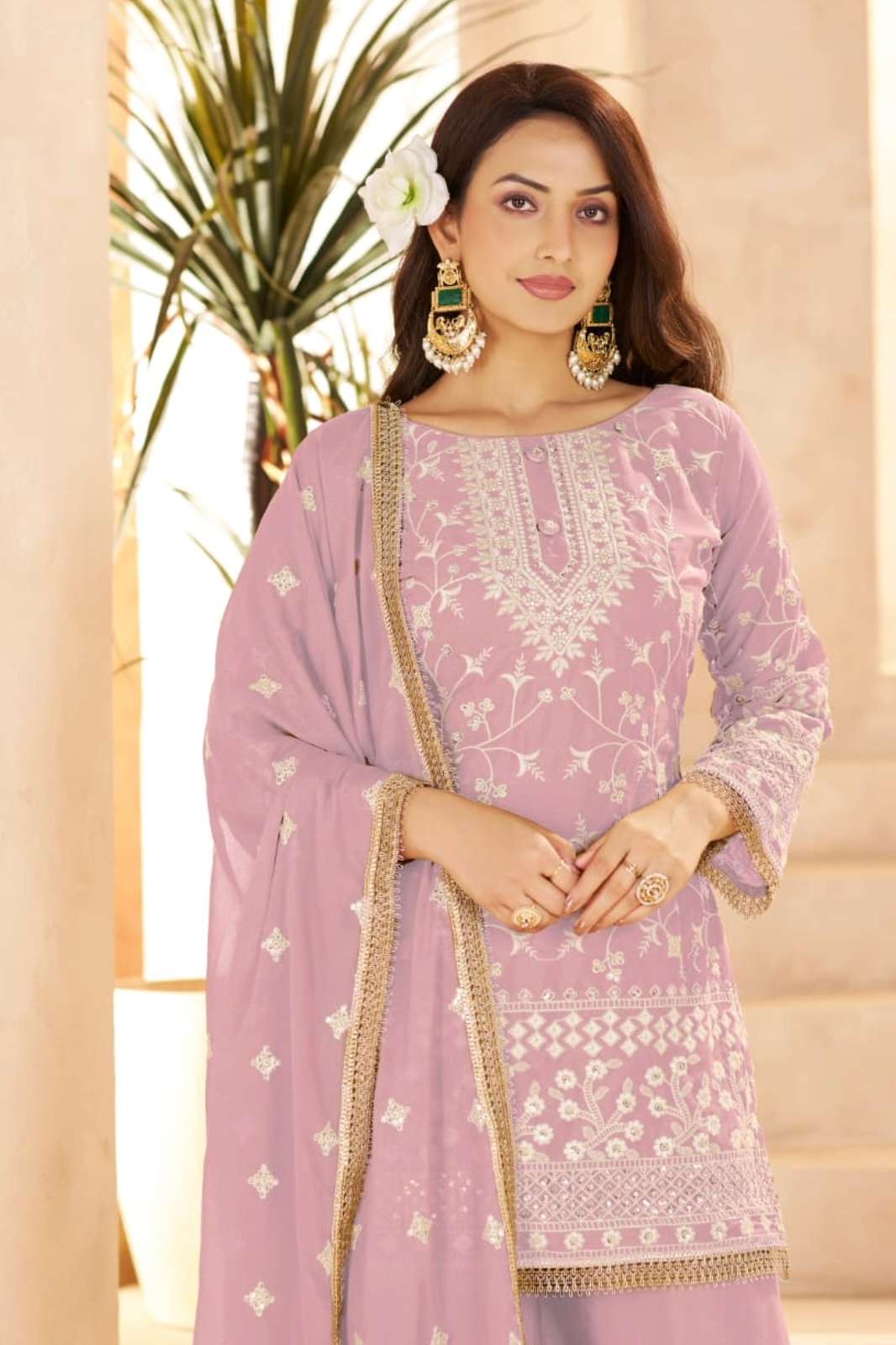 SHRI BALAJI PRESENTS LENORA BEAUTIFUL EMBROIDERED AND SEQUENCE WORK GEORGETTE PLAZZO SUIT 