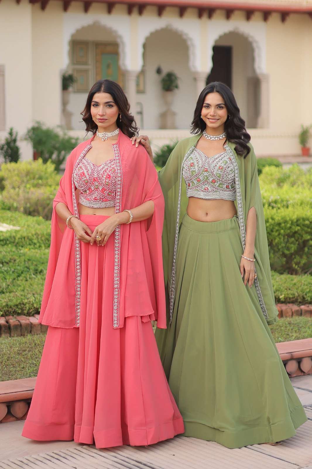 SHRI BALAJI PRESENTS LW 7152 HEAVY EMBROIDERED FAUX GEORGETTE WEDDING WEAR LEHENGA COLECTION