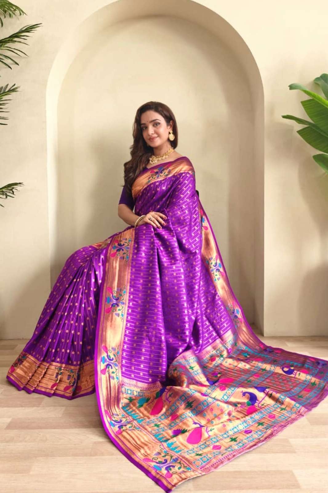 SHRI BALAJI PRESENTS MIHIRA  POLKA DESIGN WITH ANTIQUE ZARI PAITHANI SILK SAREE COLLECTION FORR RESELLER