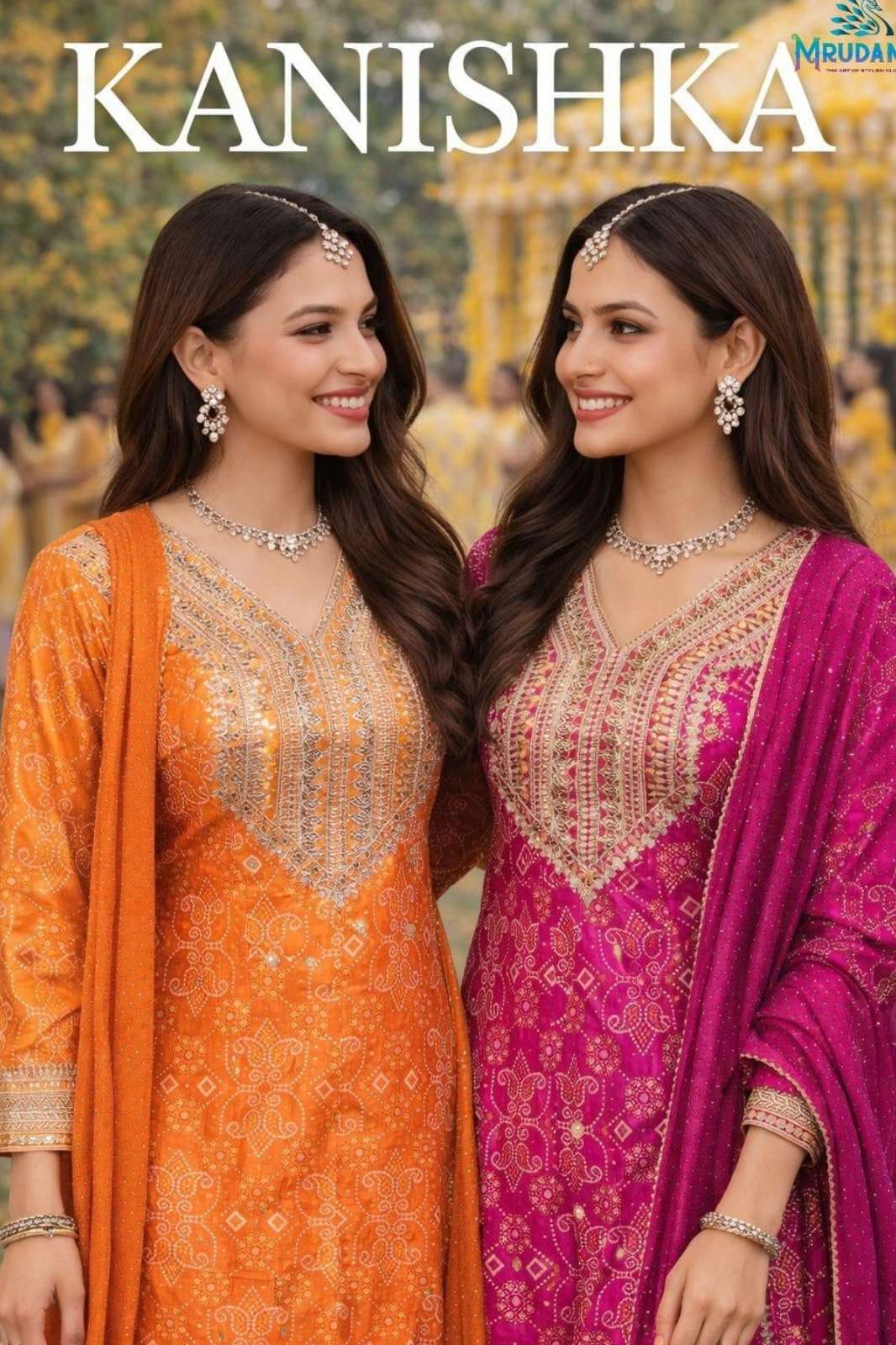 SHRI BALAJI PRESENTS MRUDANGI KANISHKA HEAVY EMBROIDERED CHINON SILK SHARARA SUIT FOR WHOLESELLER