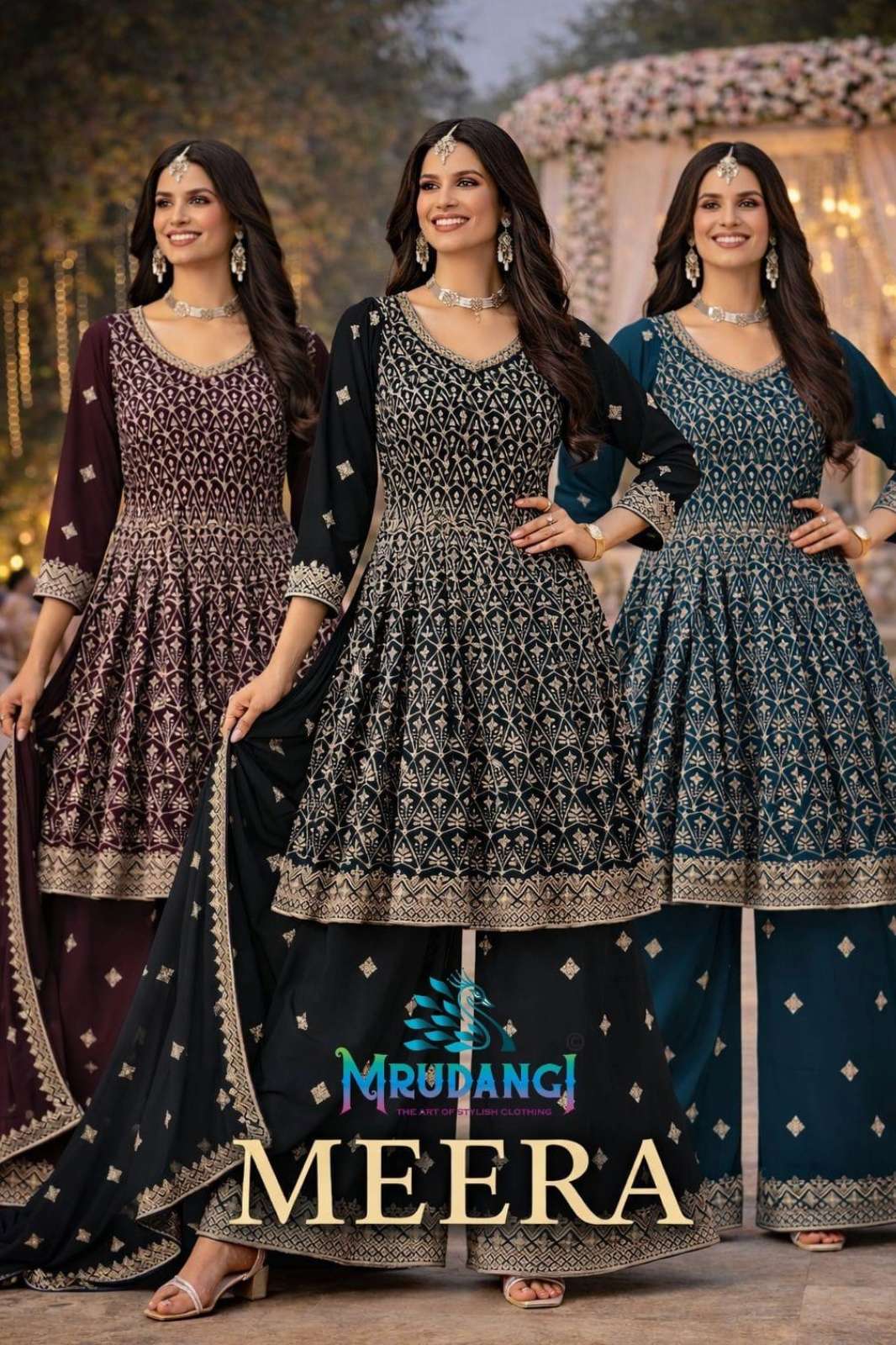 SHRI BALAJI PRESENTS MRUDANGI MEERA PREMIUM GEORGETTE HEAVY EMBROIDERED MUSLIM STYLE SUIT COLLECTION FOR WHOLESELLERS 