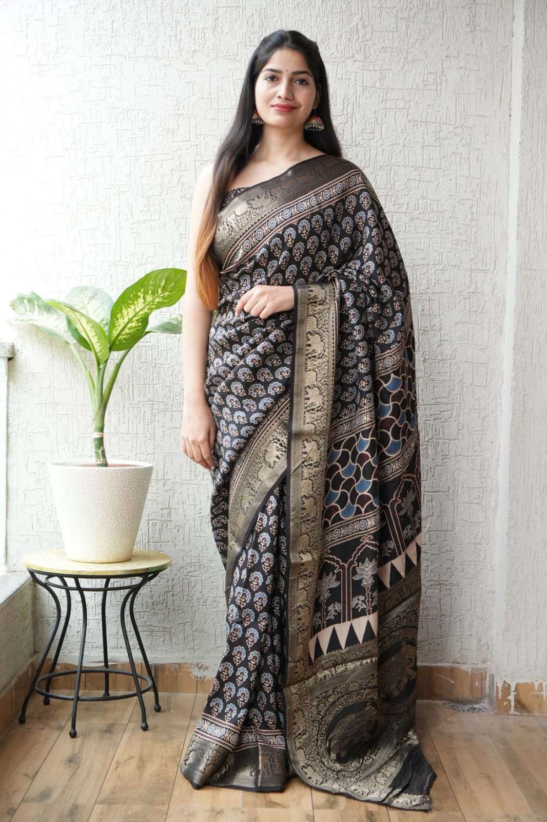 Shri Balaji presents Natural Hand block Ajarkh Printed pure dola silk saree collection for resellers
