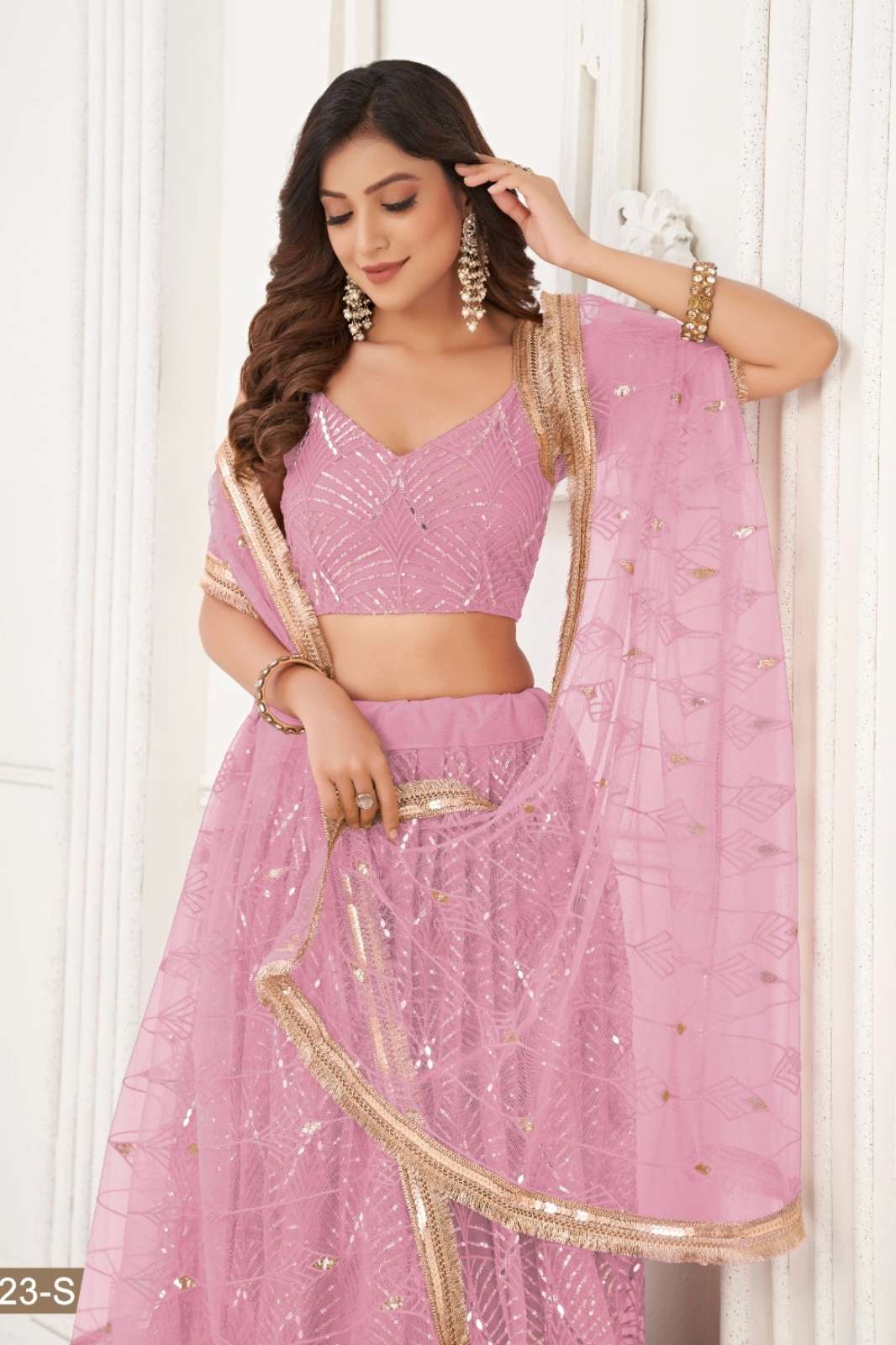 SHRI BALAJI PRESENTS NF 19945 BEAUTIFUL PARTY WEAR BUTTERFLY NET  LEHENGA IN 5 DIFFERENT SHADES FOR RESELLERS 