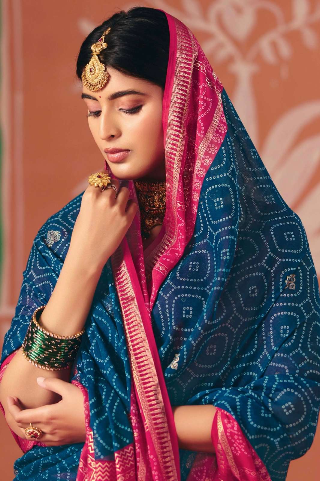 SHRI BALAJI PRESENTS PACHEDI 1 BANDHANI WORK GEORGETTE SAREE COLLECTION