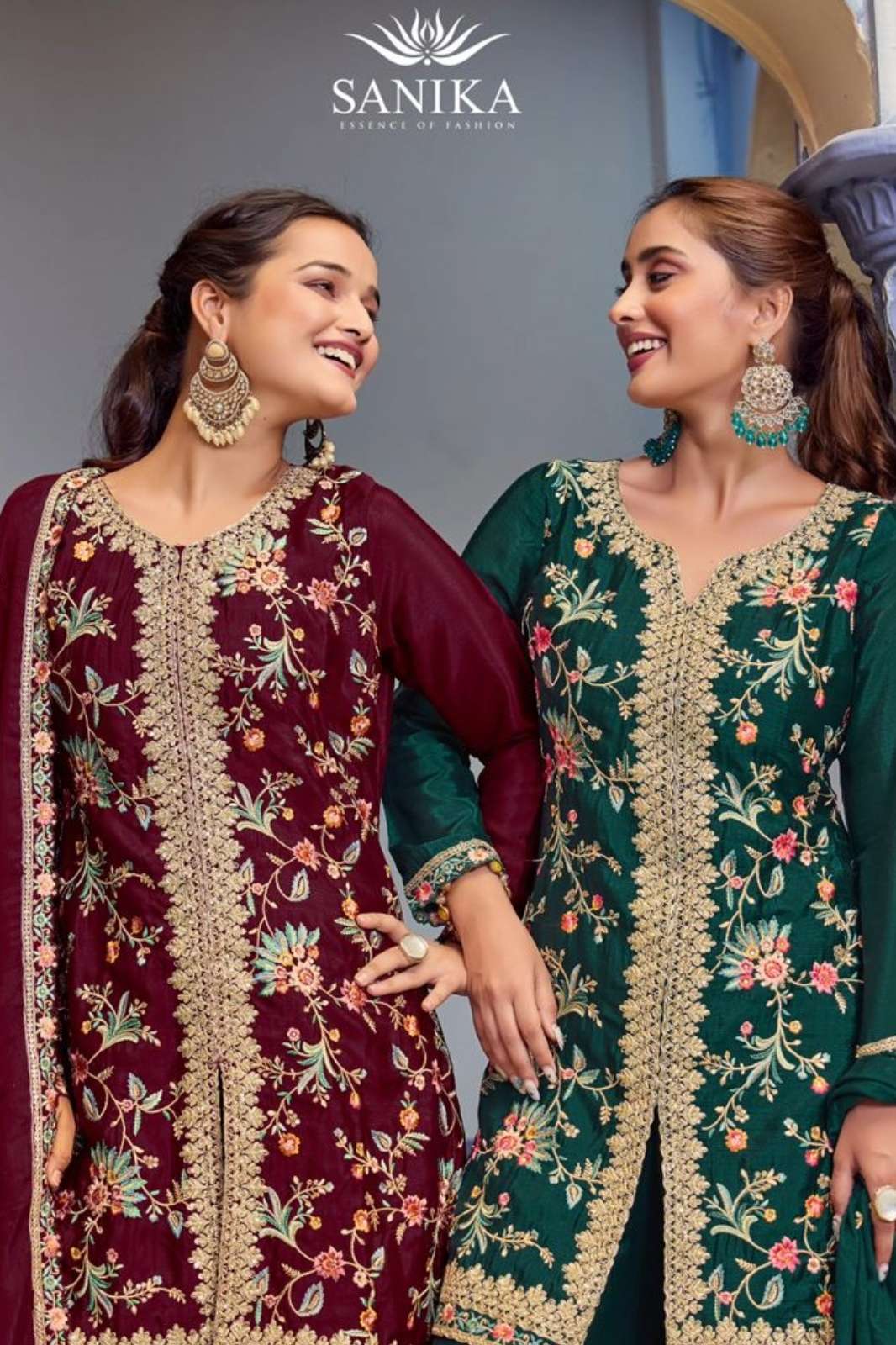 SHRI BALAJI PRESENTS SF JIYA READY TO WEAR HEAVY EMBROIDERED CHINON SILK PLAZZO SUIT FOR WHOLESELLERS