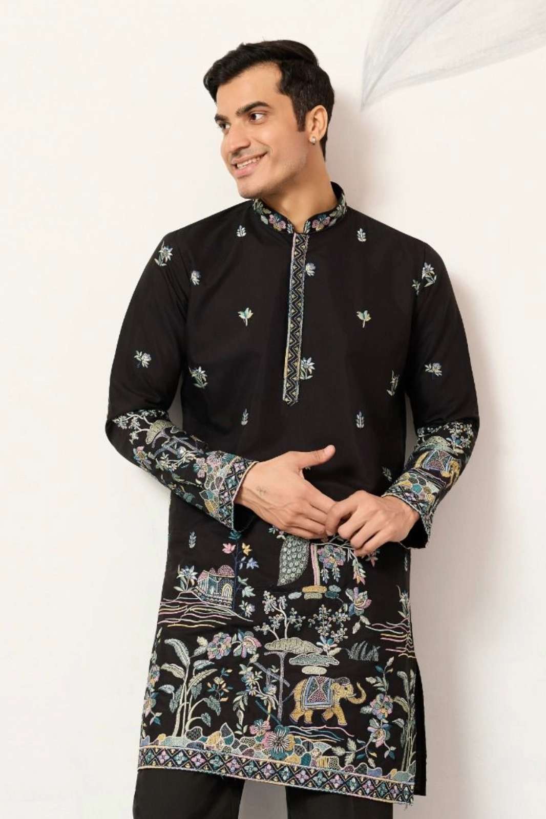 SHRI BALAJI PRESENTS SHUBHVASTRA COUTURE KURTA  THREAD AND SEQUENCE WORK VISCOSE SILK MUSLIM KURTA FOR WHOLESELLER 