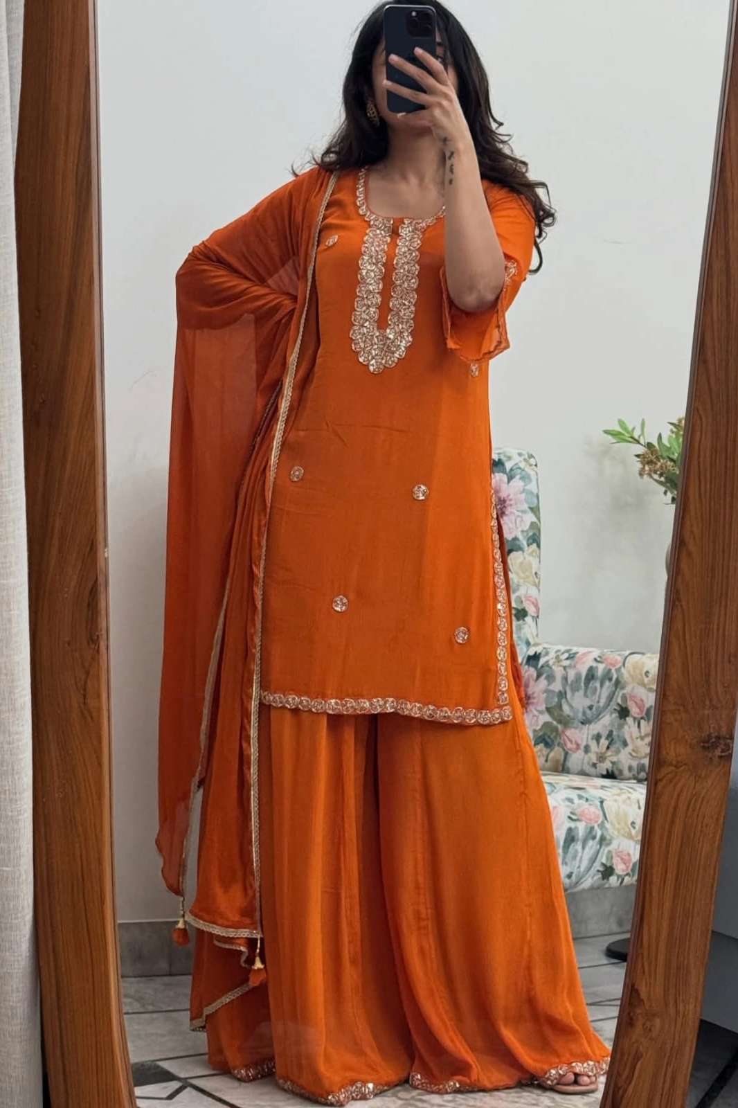 SHRI BALAJI PRESENTS TF 390 READY TO WEAR PREMIUM GEORGETTE FOIL EMBROIDERED PLAZZO SUIT  