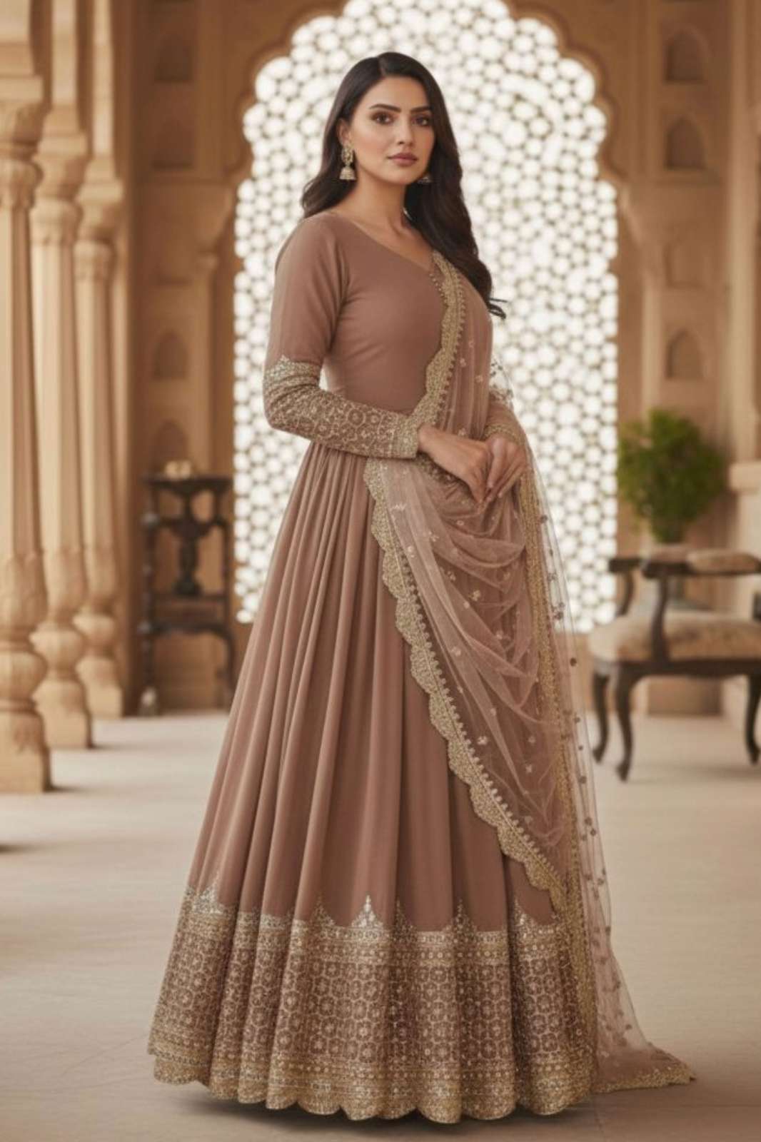 SHRI BALAJI PRESENTS ZF 194 SEQUENCE EMBROIDERED FAUX GEORGETTE ANARKALI SUIT 