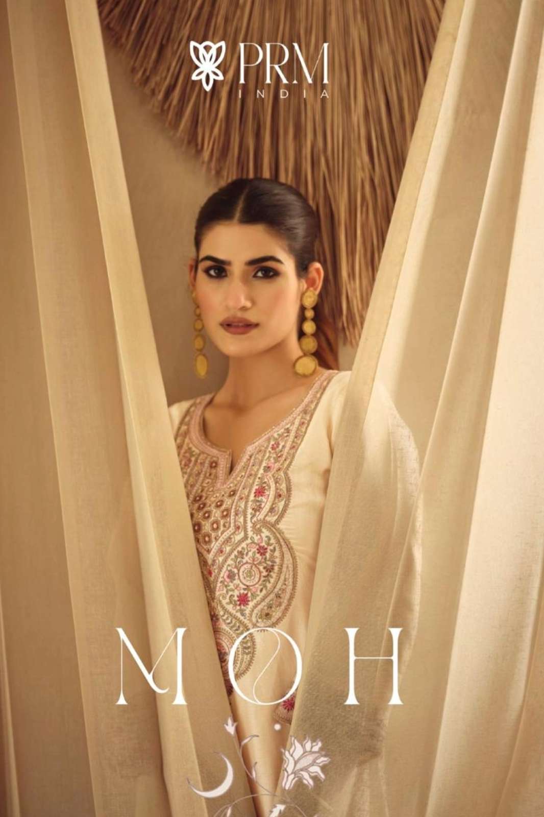 SHRI BALAJI PRM INDIA MOH RUSSIAN SILK HAND EMBROIDERY SUIT FOR WHOLESELLER