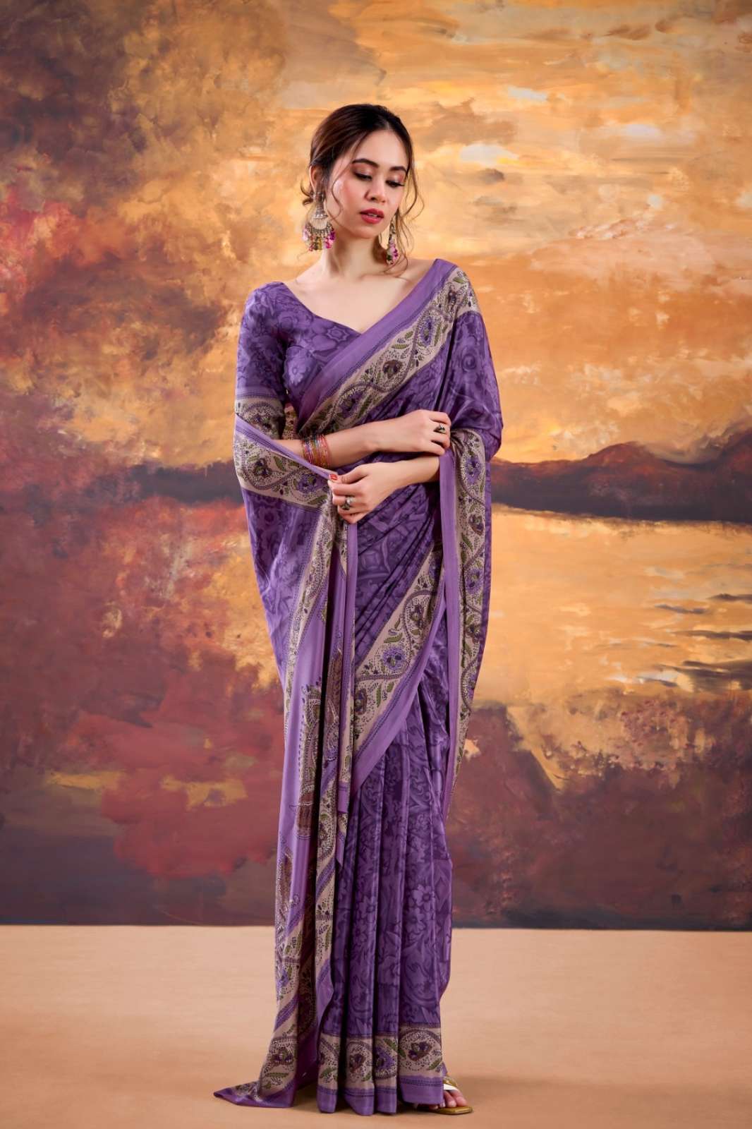 SHRI BALAJI PRSENTS TRISYAA PRINTED CREPE SAREE FOR WEDDING WEAR 