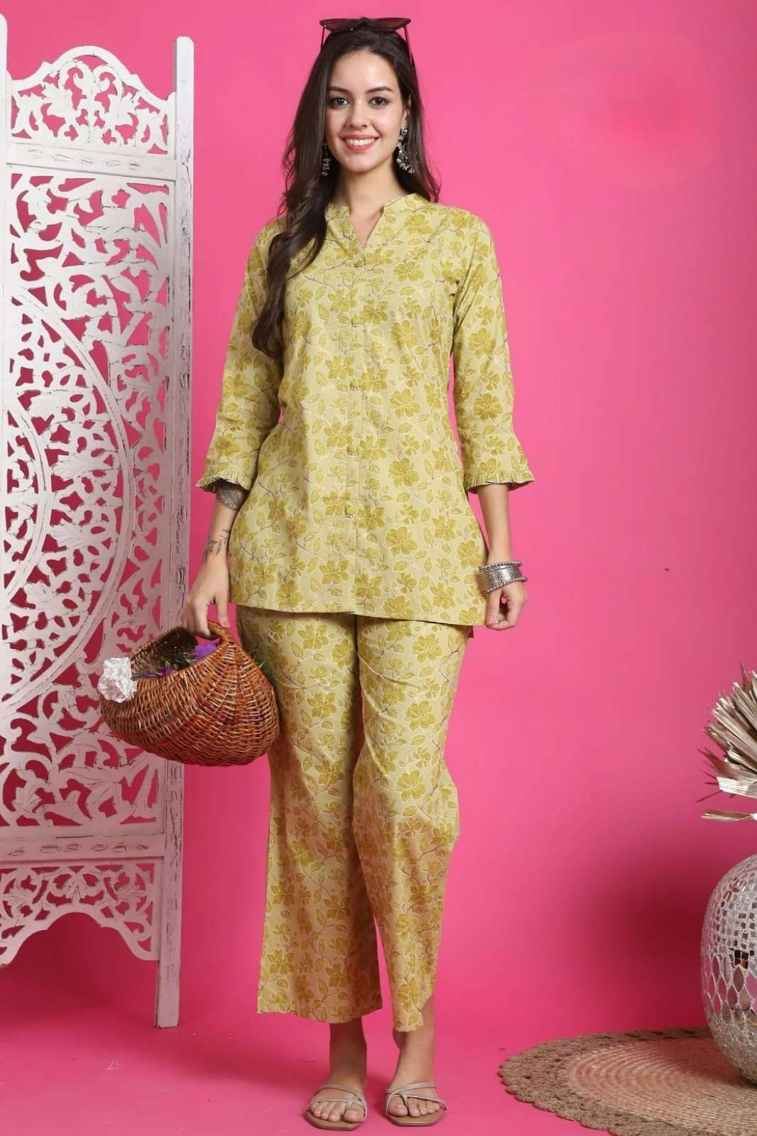 Shri Balaji Ready to Wear Beautiful Printed Pure Cotton Co ord Set 