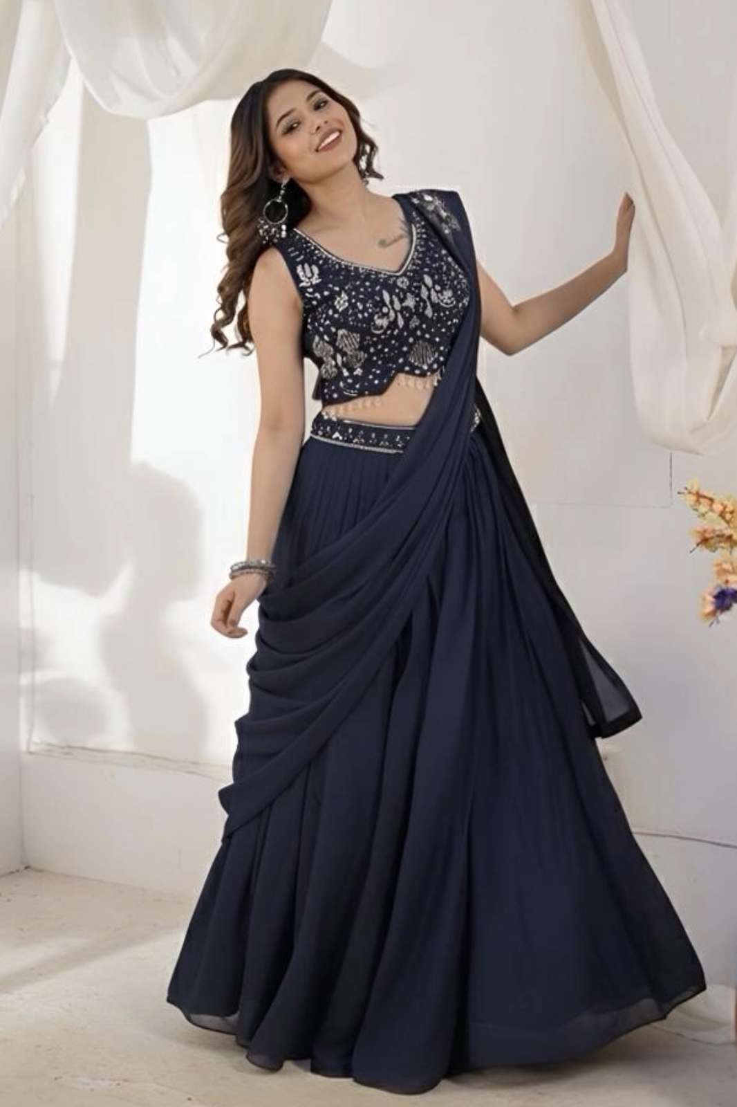 SHRI BALAJI RIA AMAZING CROP TOP SILK PARTY WEAR LEHENGA FOR WHOLESELLER