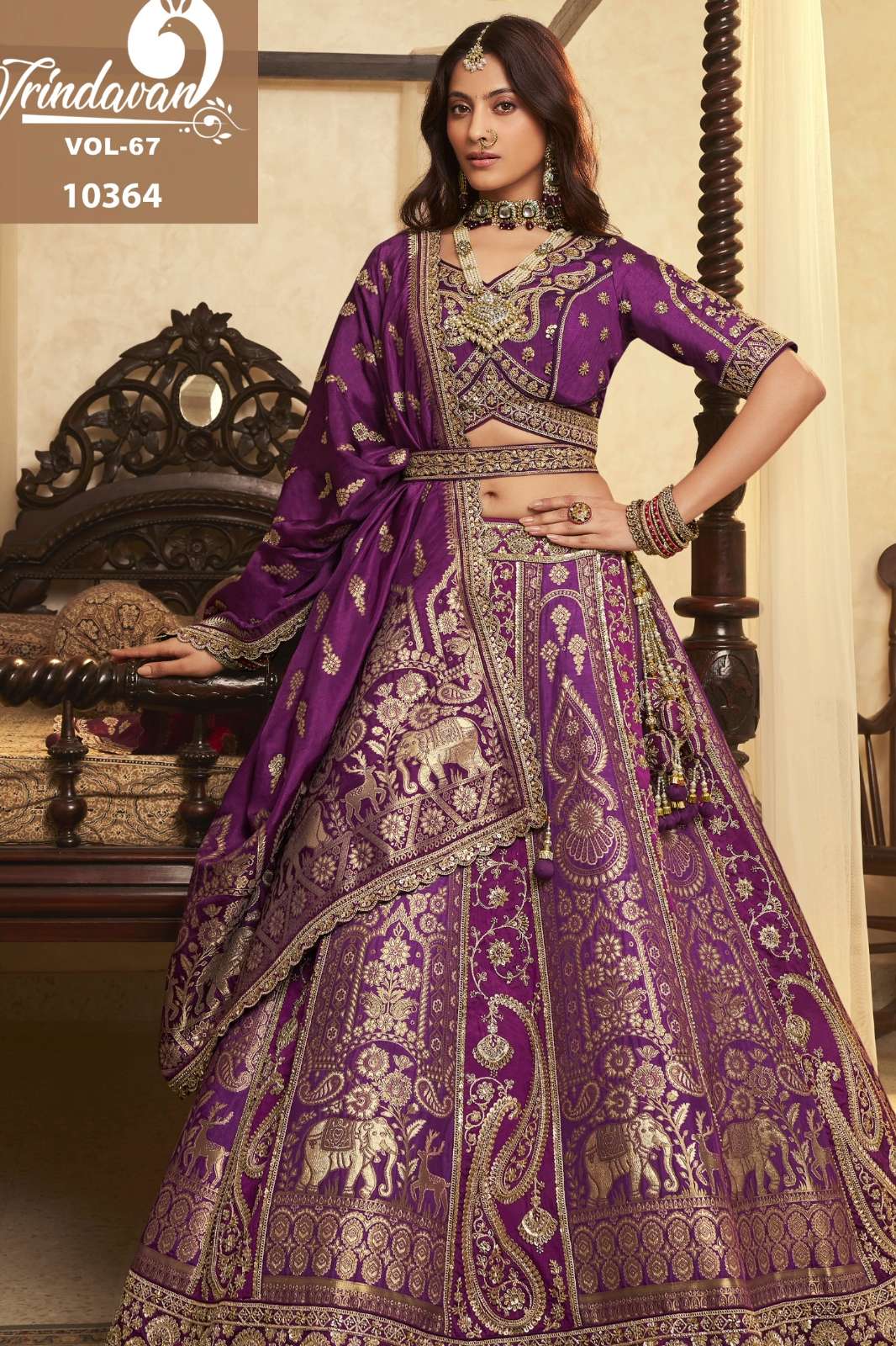 SHRI BALAJI ROYAL VRINDAVAN VOL 67 BEAUTIFUL BANARASI SILK WEDDING WEAR LEHENGA WITH ZARKAN WORK FOR WHOLESELLER