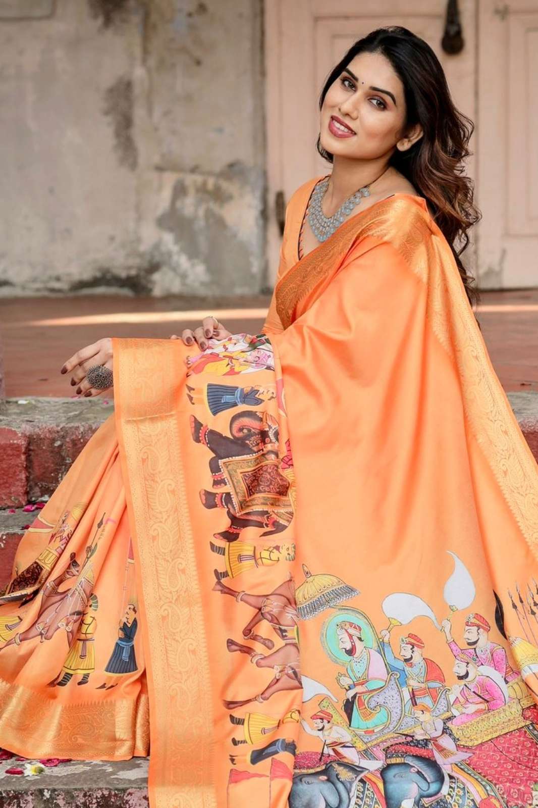 SHRI BALAJI Tussar 1088 SOFT SILK DIGITALLY  PRINTED SAREE FOR EVENTS CASUAL DAY OR SMALL GATHERINGS