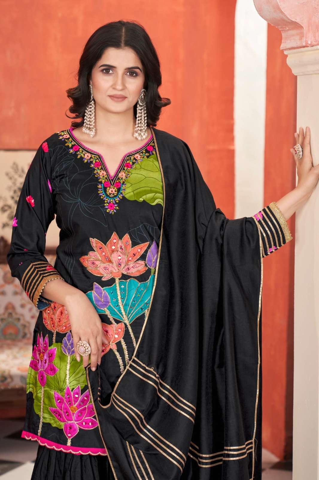 SHRI BALAJI VOL 31 MUSLIN COTTON SUIT WITH INTRICATE MIRROR THREAD AND GOTA PATTI WORK