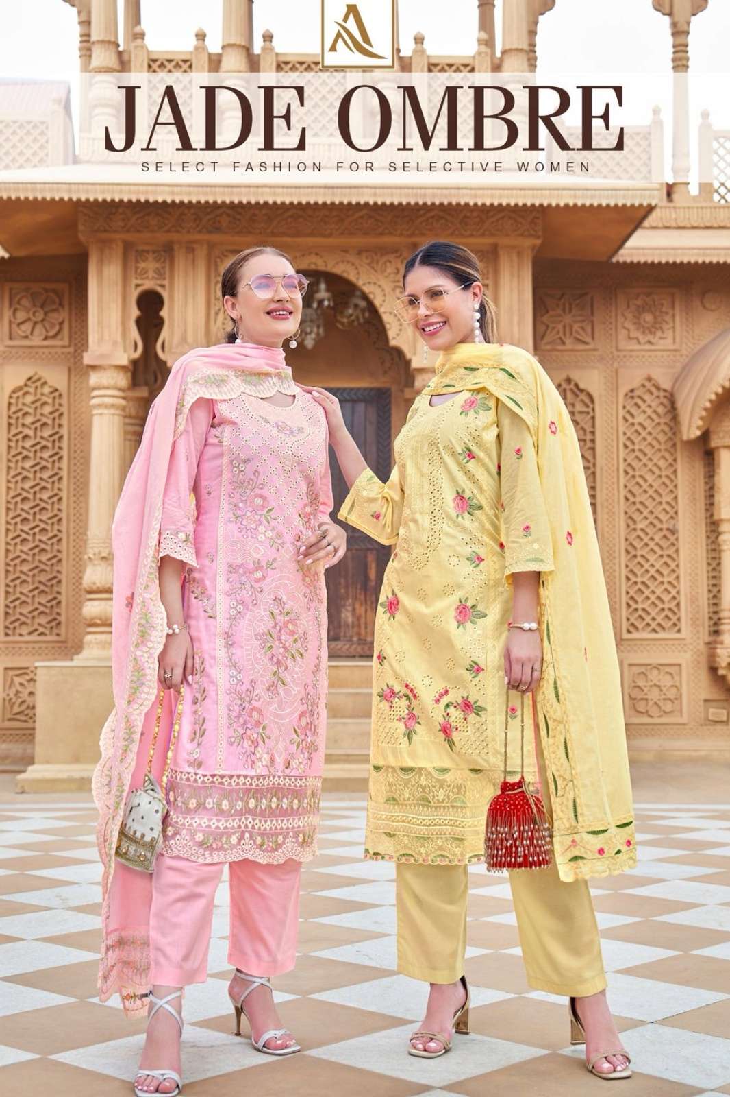 TEXTILE MELA LAUNCHES ALOK SUIT JADE OMBRE BEAUTIFUL COTTON EMBROIDERED PAKISTANI SUIT 