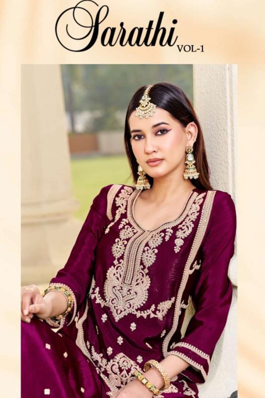 TEXTILE MELA PRESENTS SARATHI Vol 1 READY TO WEAR HEAVY EMBROIDERED CHINON PAKISTANI STYLE SUIT 