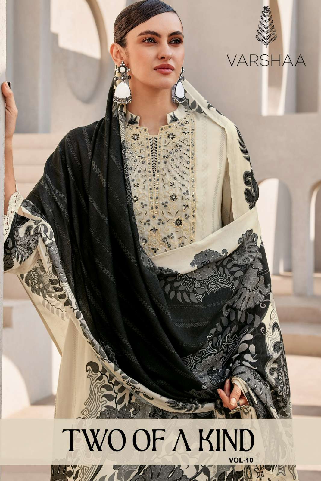 VARSHAA TWO OF A KIND VOL 10 VISCOSE MUSLIN EMBROIDERY MIRROR SUIT 