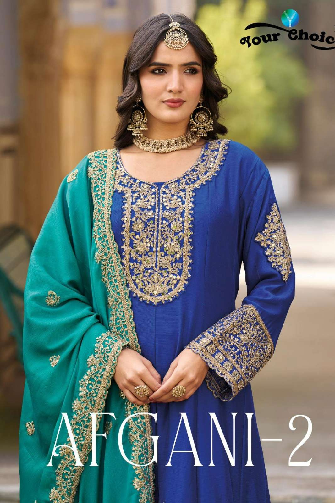 Your choice Afgani Gold 2 Ready to Wear Pure Chinon Embroidered Suit