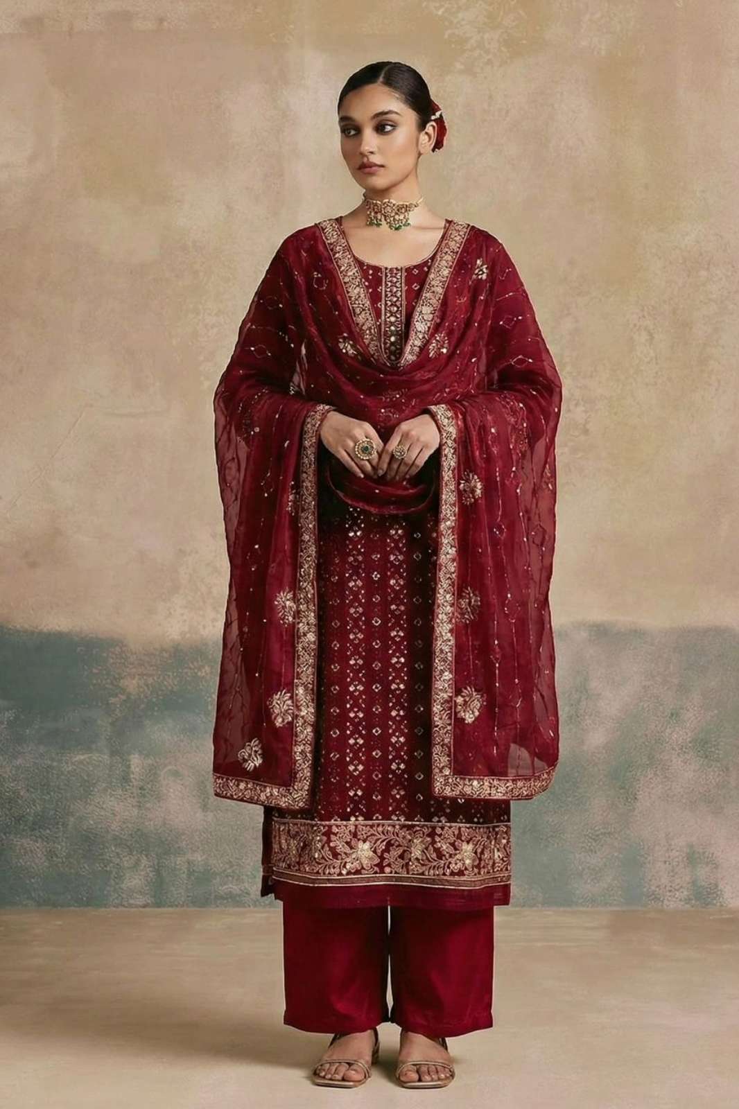 ALIZEH SERIES 7070 to 7072 Embroidered Suit With Multi Thread And Sequins Work 