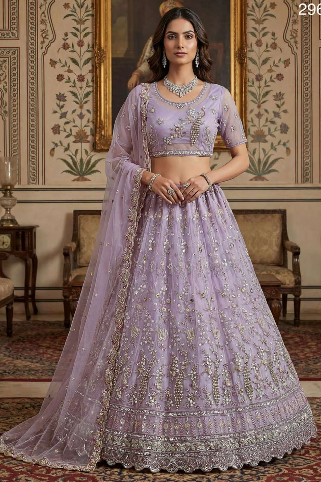 Anjani Arts 2965 Beautiful Net Embroidered Wedding Wear Lehenga Choli