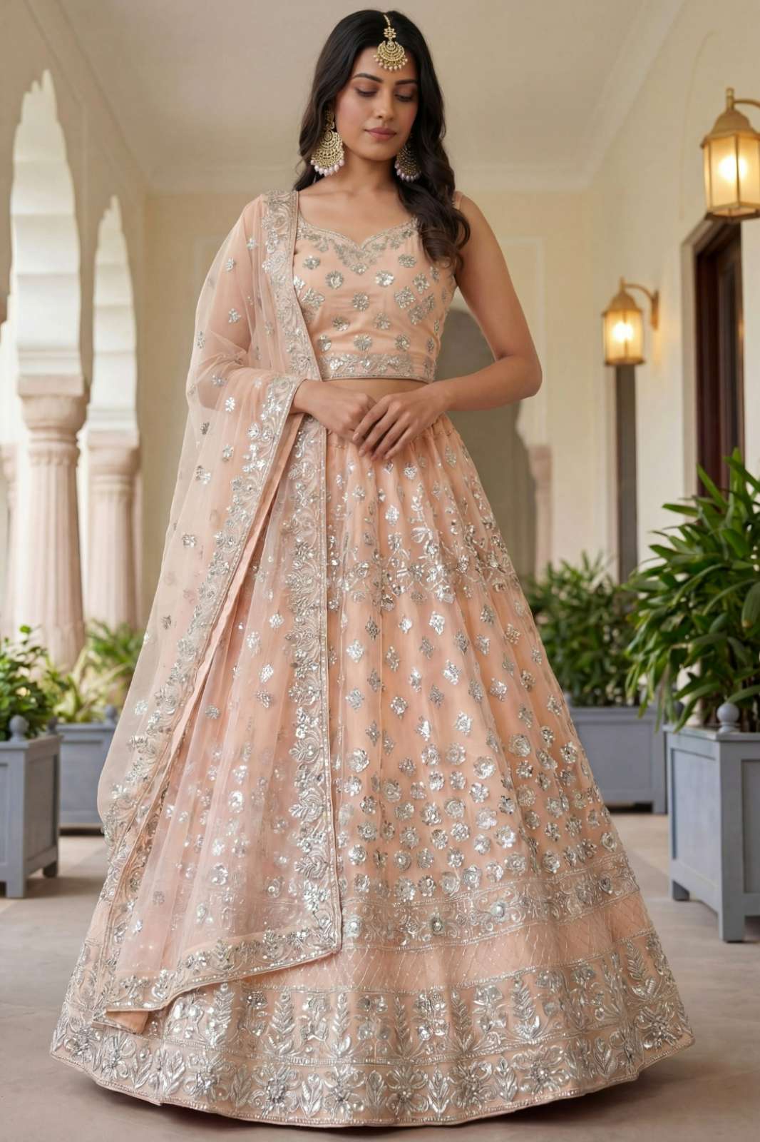 Anjani Arts 2970 Beautiful Net Embroidered Wedding Wear Lehenga Choli