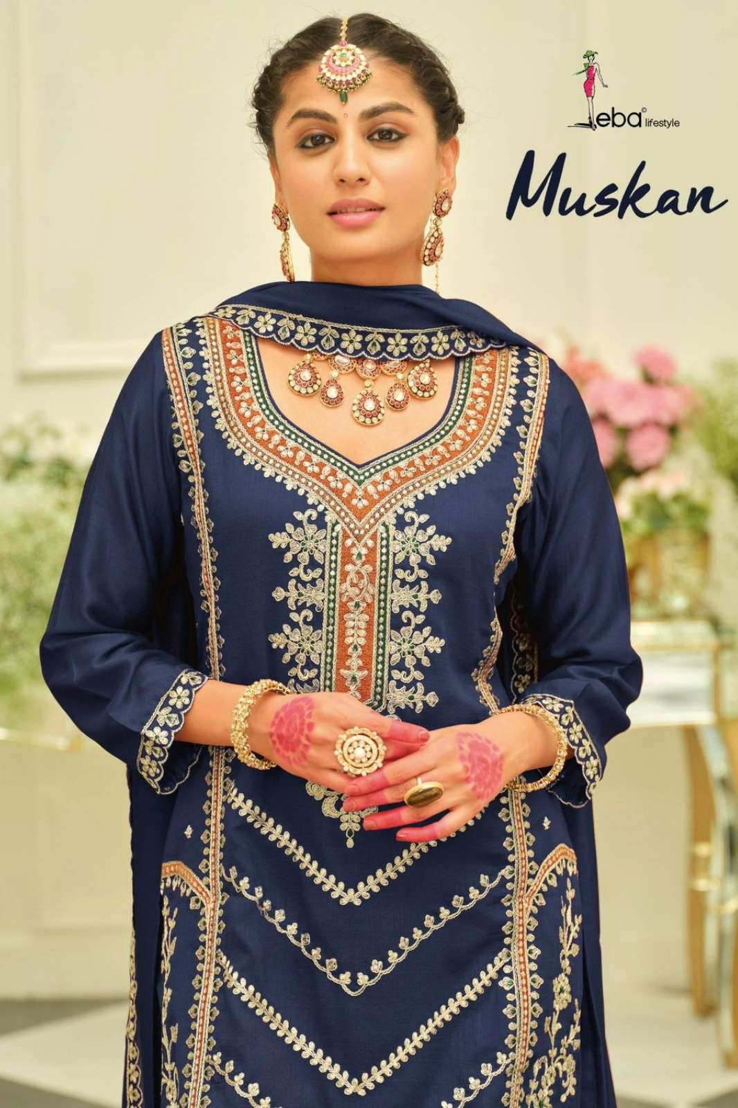 Eba Muskan Ready to Wear Silk Embroidery work Salwar Suit