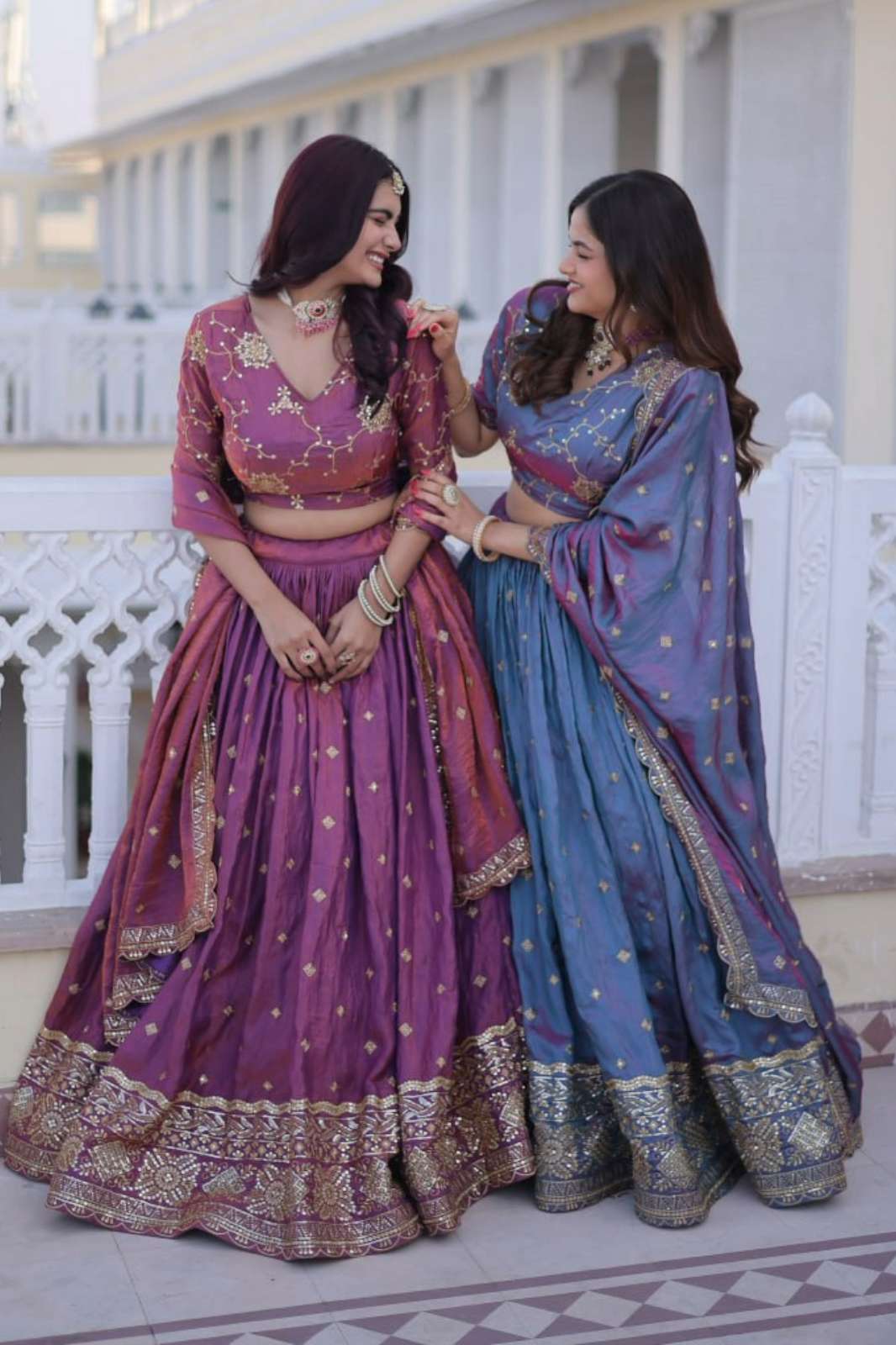 FASHION BAZAAR KA 5066 BEAUTIFUL ZARI AND SEQUENCE EMBROIDERED SILK LEHENGA