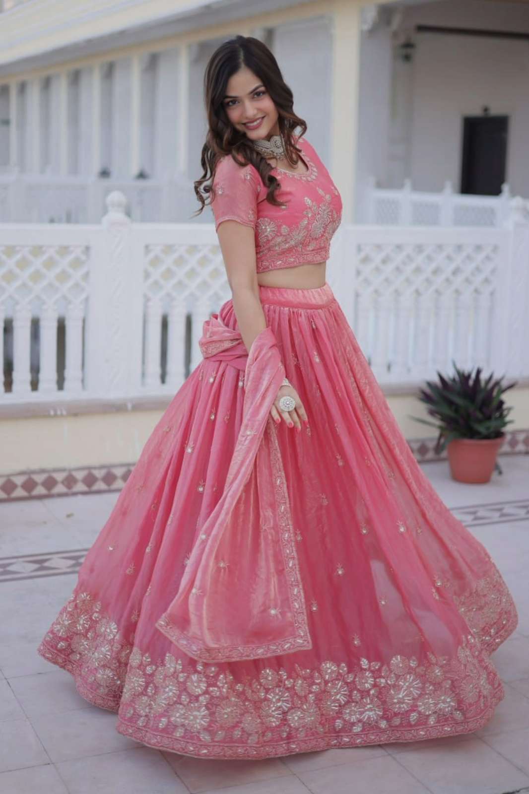 FASION BAZAR 365 KA 5063  Fendi Silk With Heavy Sequins & Zari Thread Embroidered Lehenga