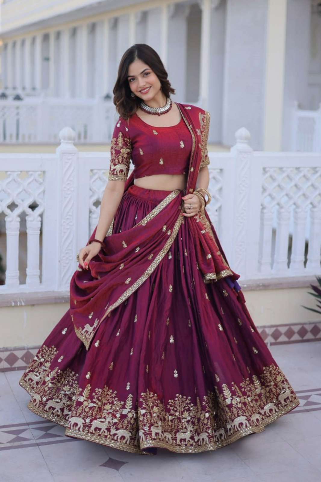 FASION BAZAR 365 KA 5067 BEAUTIFUL SEQUENCE AND THREAD EMBROIDERED SILK LEHENGA