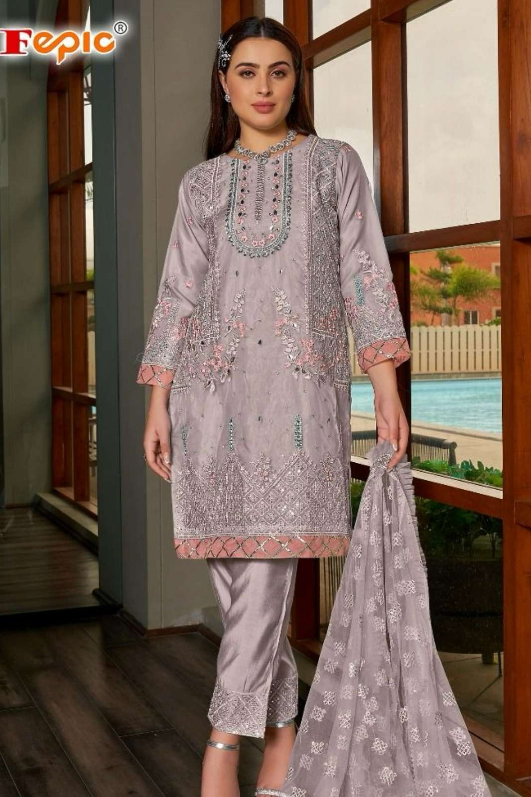 Fepic ROSEMEEN 1669 Organza  khatli and Embroidered work Pakistani Suit