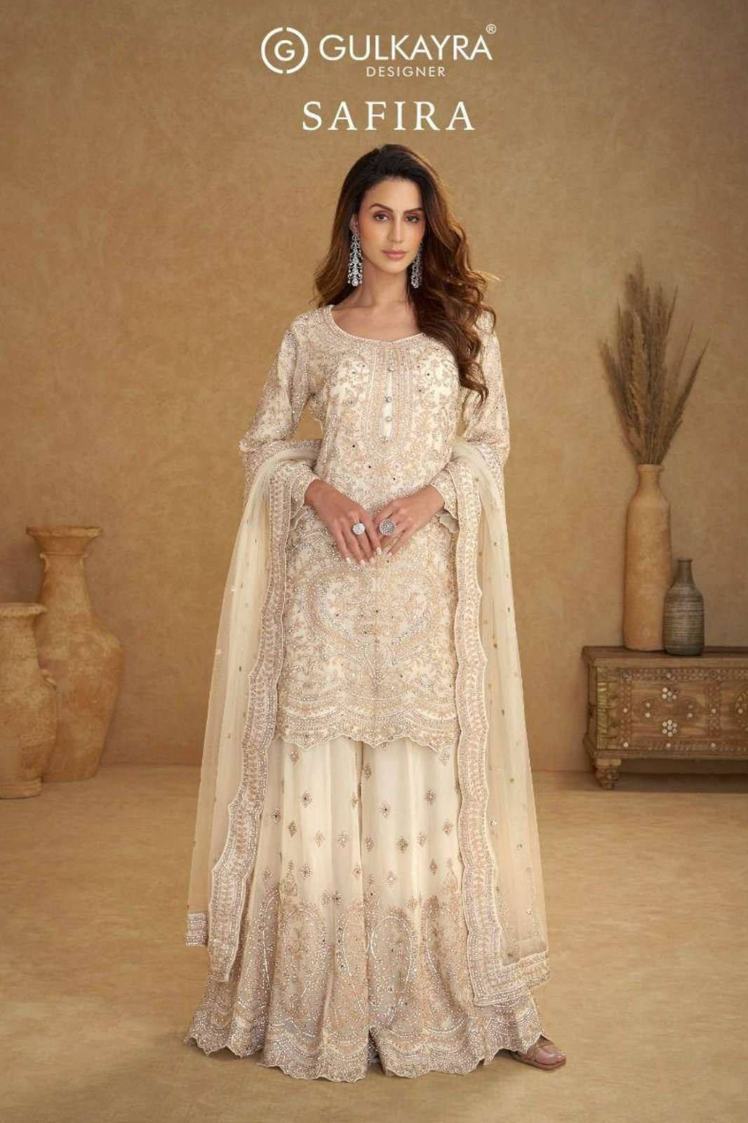 Gulkayra SAFIRA HIT Ready to Wear Hand Embroidered Real Net Wedding Wear Suit