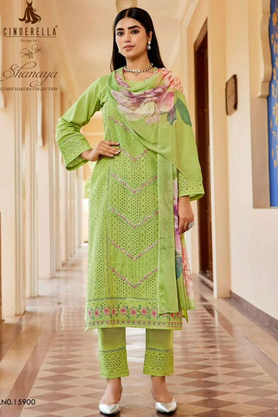IBIZA SHANAYA PURE CAMRIC COTTON EMBROIDERY & SHIFFLI WORK SUIT COLLECTION 